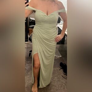 Azazie Tessa Mesh Green Dress, Size A8, NEW (Retail $129)